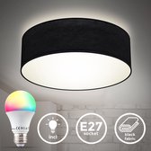 B.K.Licht - Slimme RGB Plafondlamp - Ø30cm - dimbaar - CCT - smarte decoratieve plafonniére - wifi lamp - zwart - met smart E27 lichtbron