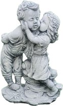 Statue de jardin fille avec garçon - décoration pour intérieur / extérieur - béton