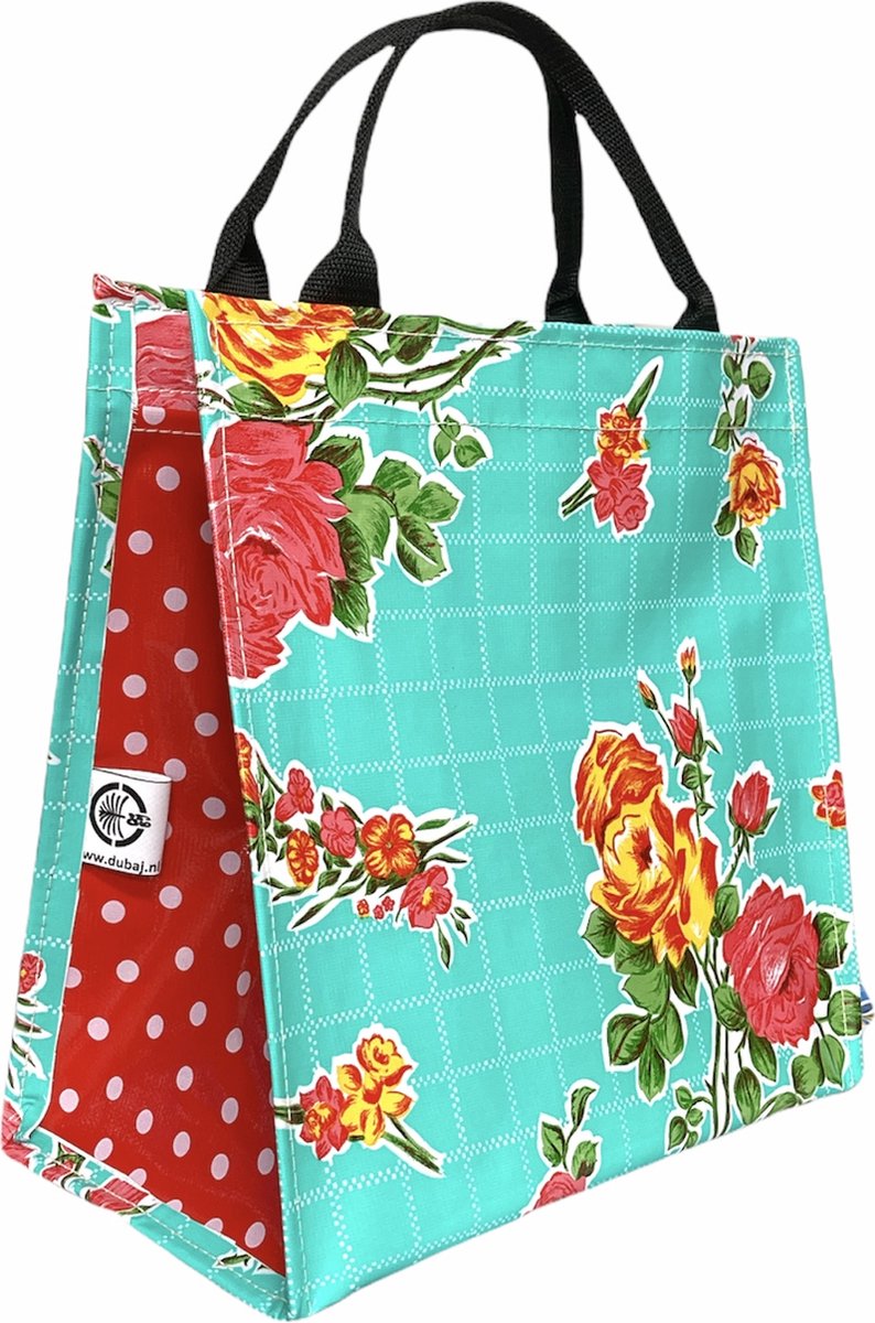 Atelier Du Baj Shopper van Mexicaans tafelzeil rosedal mint