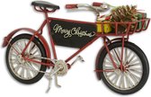 Fiets in kerststijl - Christmas bike - Tinnen beeldje - handgemaakt - 9 cm hoog