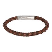 iXXXi brace gevlochten leren armband bruin - br219014 - Maat 20