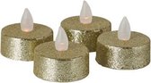 LED theelichten - Goud - Glitter - Kerst - Kunststof - Set van 4 - Waxinelichtjes - Theelichtjes - Feest - Verjaardag - Bruiloft - Feestdagen