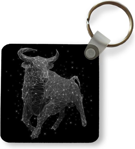 Sleutelhanger - Een illustratie van het sterrenbeeld stier - Plastic - Rond - Uitdeelcadeautjes