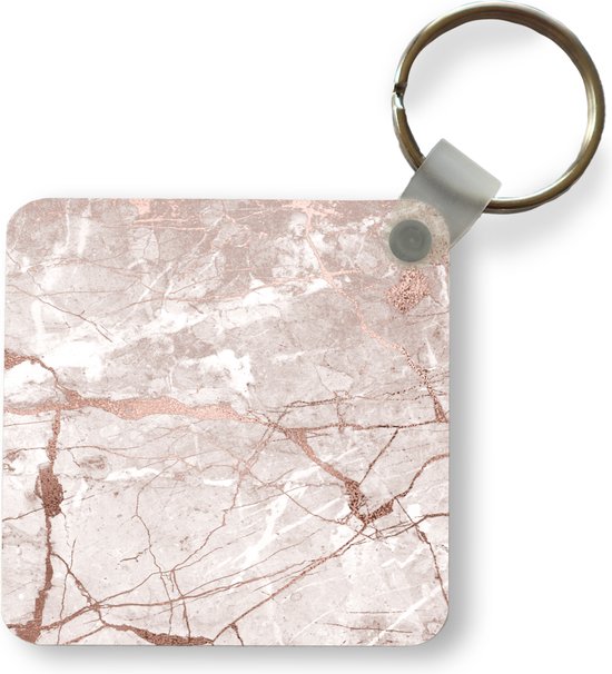 Sleutelhanger - Marmer - Oud roze - Roze - Plastic - Rond - Uitdeelcadeautjes