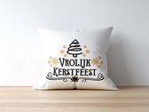 Kerst Kussen met tekst: Vrolijk Kerstfeest | Kerst Decoratie | Kerst Versiering | Grappige Cadeaus | Geschenk | Sierkussen