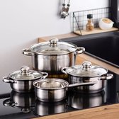 Kookpannen set - Pannenset - Steelpan - Braadpan - Glazendeksel - Set 7 onderdelen
