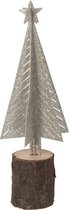J-Line Kerstboom Deco Glitter Hout/Metaal Zilver/Naturel  Set van 8 Stuks