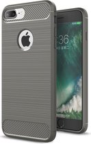 Mobiq - Hybrid Carbon TPU iPhone 8 Plus/7 Plus Hoesje - grijs