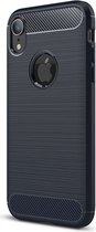 Mobiq - Hybrid Carbon Case iPhone XR - blauw