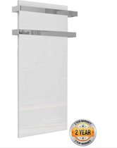 Alkari Glas infrarood Handdoek Droger met ITC sturing | badkamerverwaming | wit | 800 Watt | 60 x 120 cm | met losse thermostaat