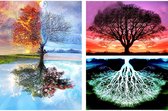 Diamond Painting Bomen -  set van 2 canvases + 2x tools- 30 x 40 - Diamond painting volwassenen - Diamond painting pakket volledig - Ronde diamanten