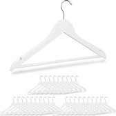 Relaxdays kledinghangers hout - set van 30- broeklat - kleerhangers wit - draaibaar