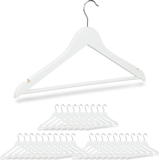 ACAZA Kunststof kledinghangers - 20 stuks - antislip - met broeklat