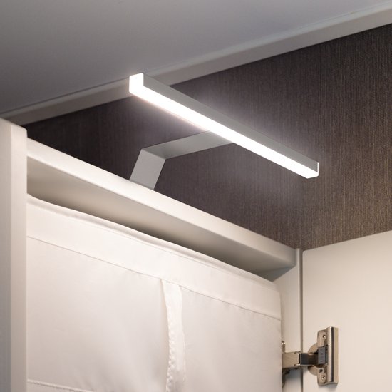 Eleganca luxe opbouwverlichting kastlamp – Spiegellamp – Zilver – Eenvoudig uit te breiden - Warm wit licht – IP44 spatwaterbestendig – 30x3,5 cm