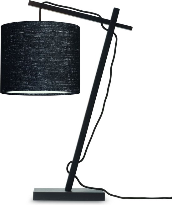 Lampe de table Good & Mojo - ANDES - Bamboe/ Lin - Zwart - Couleur du produit: Zwart / Produit avec ampoule: Non