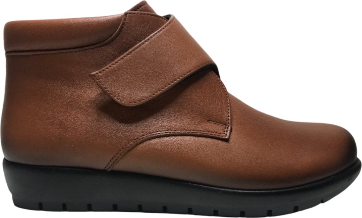 Manlisa velcro effen lederen comfort bottine W103-600 cognac mt 39