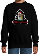 Dieren kersttrui tijger zwart kinderen - Foute tijgers kerstsweater jongen/ meisjes - Kerst outfit dieren liefhebber 5-6 jaar (110/116)