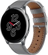 Leer Smartwatch bandje - Geschikt voor  OnePlus Watch leren bandje - grijs - Strap-it Horlogeband / Polsband / Armband