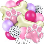 14 pièces chien ballons décoration ensemble lilas, rose et noir blanc - chien - décoration 0 ballon - anniversaire de chien - fête de chien