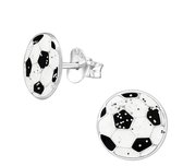 Joy|S - Zilveren voetbal oorbellen - glitter - 8 mm