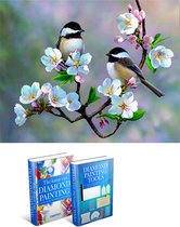 Crafterman™ Diamond Painting Pakket Volwassenen - Vogels (koolmeesjes) op een tak met bloemen - 30x40cm - volledige bedekking - vierkante steentjes - hobby pakket - Met tijdelijk 2 E-Books