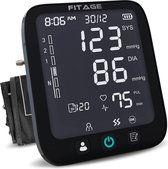 FITAGE Bovenarm Bloeddrukmeter - Bloeddrukmeters - Hartslagmeter - Blood Pressure Monitor - Opbergtas - Omtrek manchet 22-42cm