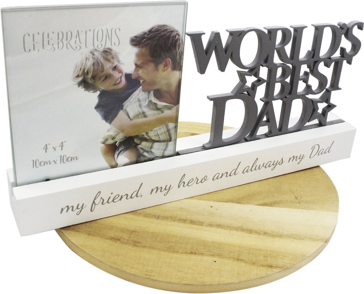 Celebrations fotolijst houten letters 'Worlds Best Dad' - Vaderdag