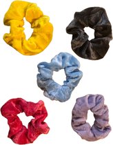 Scrunchies velvet Haaraccessoire - 5 stuks - Paars, Roze, Blauw, Geel, Grijs