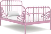 vidaXL Bedframe verlengbaar metaal roze 80x130/200 cm