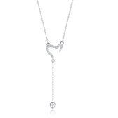 Yolora Elegance ketting met hartje en Kalpa Camaka kristallen - Zilverkleurig - 18K Witgoud Verguld - Vrouwen Collier Zilver - Halsketting - Sieraden - Luxe Giftbox - Geschenkdoos - Cadeau do