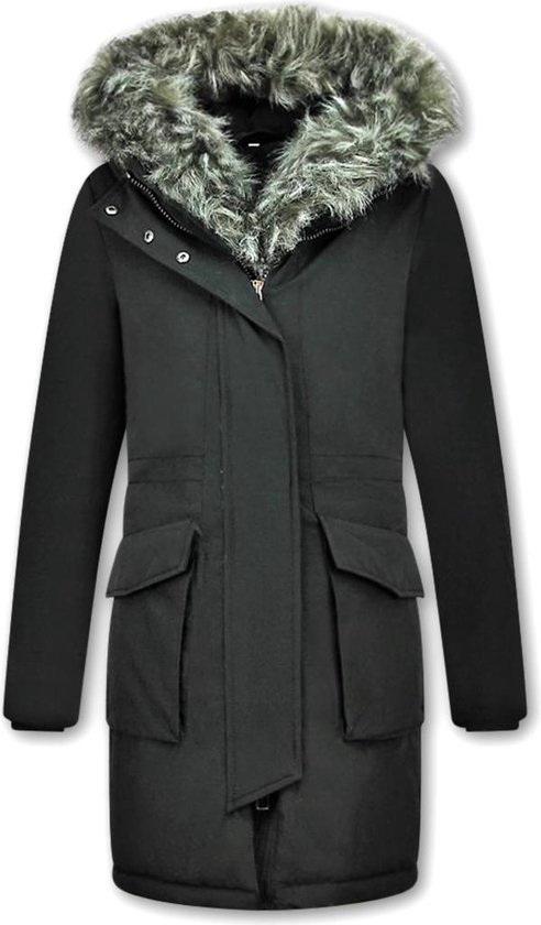 Gentile Bellini Long Parka Jacket Ladies - Avec col en fourrure - Black Jackets Ladies Ladies Jacket Taille L