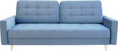 InspireMe- 3-zitsbank van voor woonkamer, slaapbank, sofa met slaapfunctie en opbergruimte, moderne bank - 223x93x98 cm, 195x142cm -LESLO (Blauw)