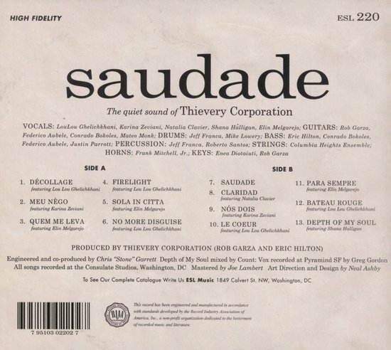 Thievery Corporation - Saudade (CD) - Thievery Corporation