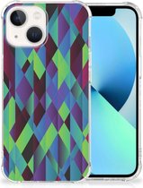 TPU Silicone Hoesje Geschikt voor iPhone13 Telefoonhoesje met doorzichtige rand Abstract Groen Blauw