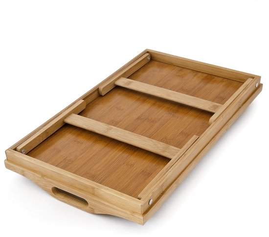 Onderkant van bamboe bedtafel, ingeklapt.