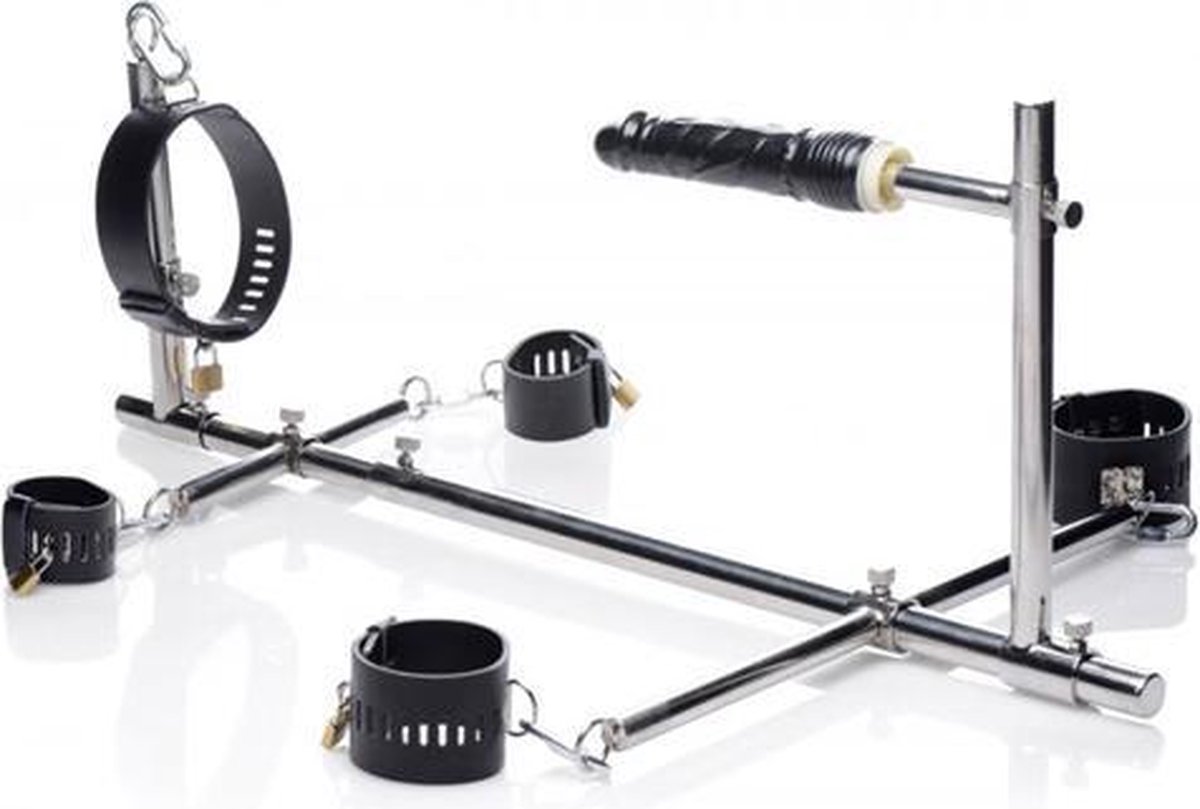 Goedkoopste XR Brands - Master Series - Imprisoned Metal Stockade with Dildo - Black