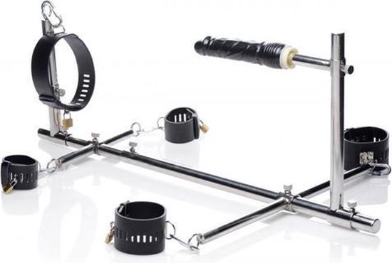 XR Brands - Master Series - Stockade de métal emprisonnée avec gode - Noir