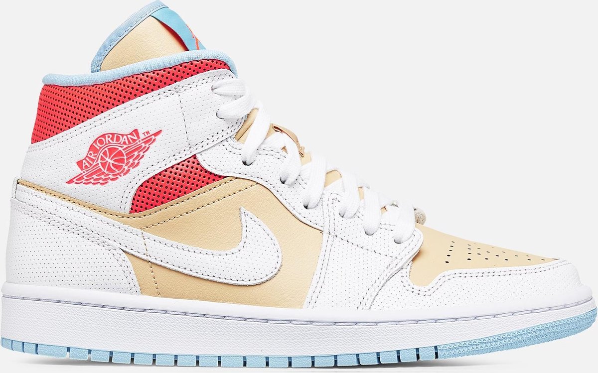 Nike Air Jordan 1 Mid SE Sesame/White-Flash Crimson