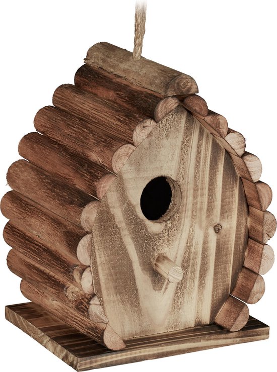 Relaxdays vogelhuisje decoratie - hangend - hout - voor tuin - balkon - tuindecoratie