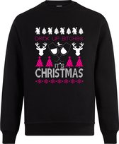 Sweater zonder capuchon - Jumper - Foute Kerst - Kerst Trui - Kerst Sweater - Ronde Hals Sweater - Christmas - Happy Holidays - Black - Drink Up Bitches, It's Christmas - S