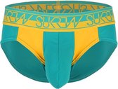 Sukrew - BLOC Teal/Mustard Brief - Maat L - Abundance Collectie - Heren slip - Mannen ondergoed