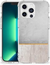 GSM Hoesje iPhone 13 Pro Max Leuk Telefoonhoesje met transparante rand Wood Beton