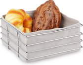 Relaxdays Broodmand met inzet - metalen broodmandje - stoffen doek - ontbijtmandje modern - grijs