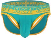 Sukrew - BLOC Teal/Mustard V-Brief - Maat L - Abundance Collectie - Heren Jockstrap - Mannen ondergoed