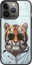 iPhone 13 Pro hoesje glass - Tijger wild | Apple iPhone 13 Pro  case | Hardcase backcover zwart