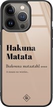 iPhone 13 Pro hoesje glass - Hakuna Matata | Apple iPhone 13 Pro  case | Hardcase backcover zwart