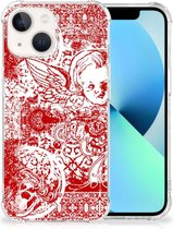 Telefoonhoesje  iPhone 13 Hippe Hoesjes met transparante rand Angel Skull Red