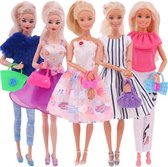 Dolldreams kleertjes | 5 sets jurken, broeken, shirts + 5 handtassen | stijlvolle kleding geschikt voor Barbie