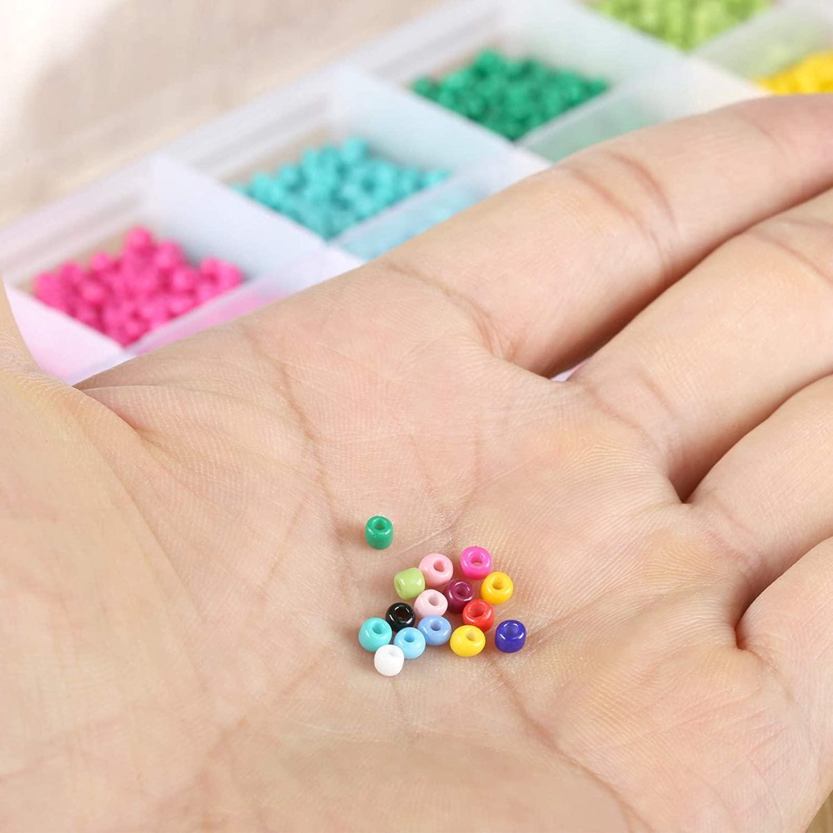 Behave Glaskralen Set Mixed - DIY Sieraden maken - Kralen Set - Letterkralen - Rocailles - Bedels - Rijdraad - 20 Kleuren — afbeelding 3