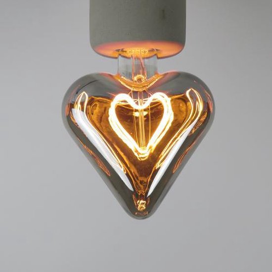 2x LED Hartjes Lamp Filament Rookglas - E27 - Hartjes vorm - Smokey Grijs - Extra Warmwit 2200K - Dimbaar - Energiezuinig 5W